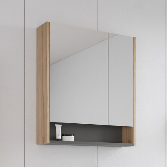 Bonitobagno Alberi Legnano Aynalı 60 cm Banyo Dolabı Üst Modül Açık Ceviz