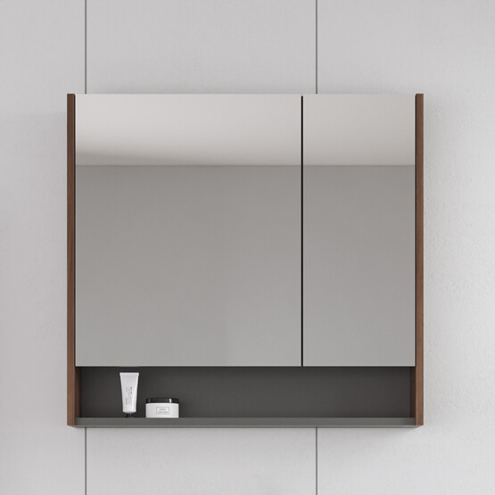 Bonitobagno Alberi Navaro Aynalı 80 cm Banyo Dolabı Üst Modül Ceviz