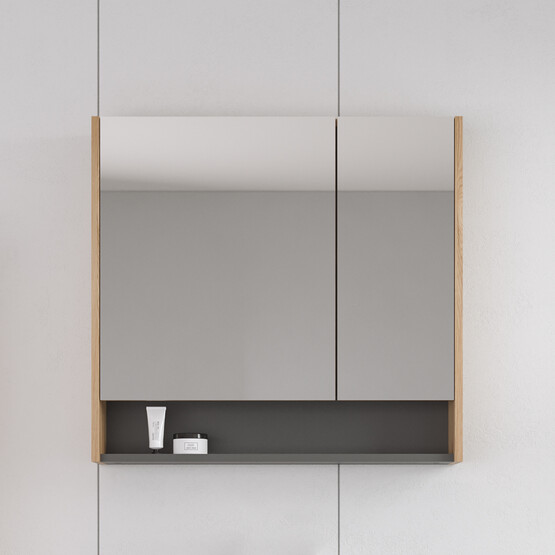 Bonitobagno Alberi Legnano Aynalı 80 cm Banyo Dolabı Üst Modül Ceviz