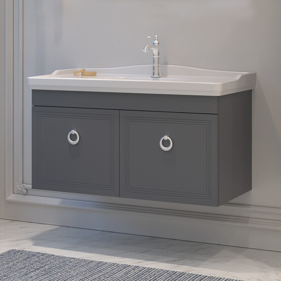 Bonitobagno Livorno 105 cm Banyo Dolabı Alt Modül Antrasit
