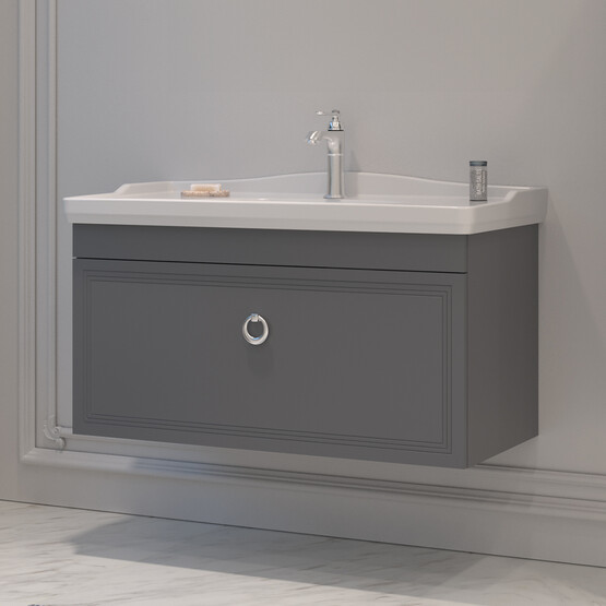 Bonitobagno Livorno 105 cm Banyo Dolabı Alt Modül Antrasit