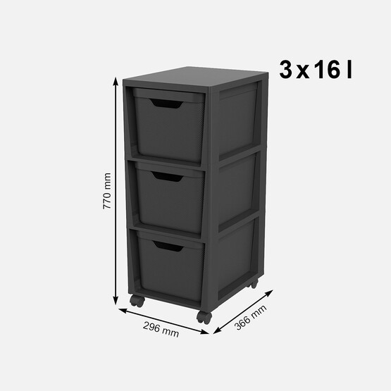 Jiwe Tower Komodin 3x16L Antrasit 