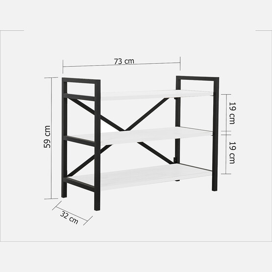 Quick Furni 3 Katlı Metal Ayaklı Ayakkabılık Beyaz