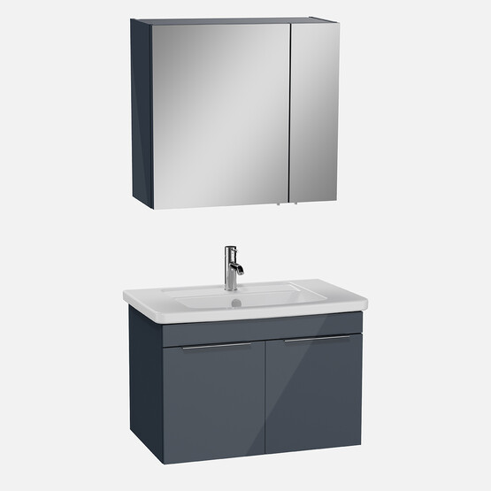 Vitra Antrasit Aynalı 80 cm Takım Banyo Dolabı Antrasit
