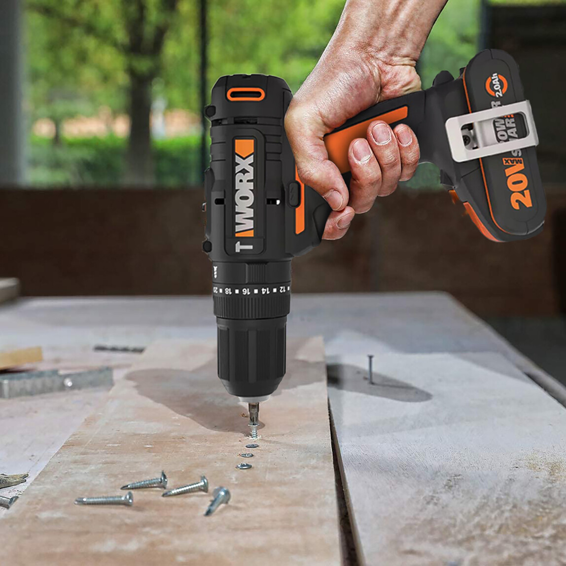    Worx WX370.9 20Volt Profesyonel Şarjlı Darbeli Matkap (Akü Dahil Değildir)  