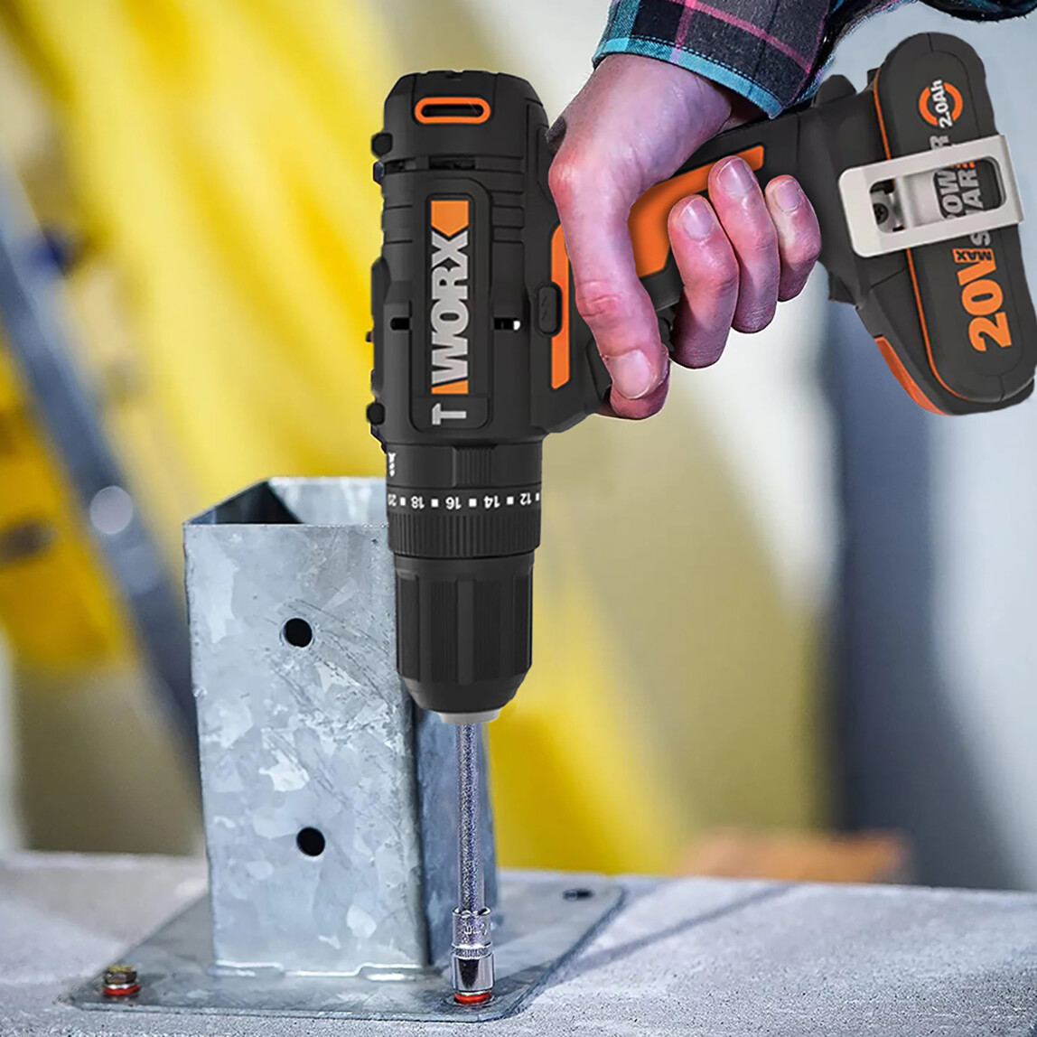    Worx WX370.9 20Volt Profesyonel Şarjlı Darbeli Matkap (Akü Dahil Değildir)  