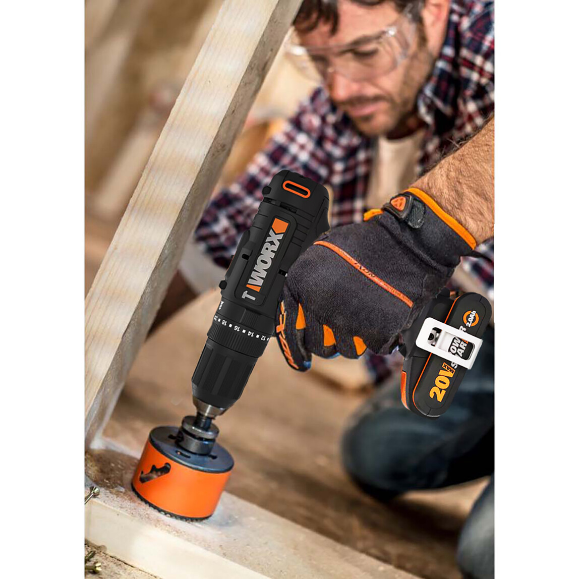    Worx WX370.9 20Volt Profesyonel Şarjlı Darbeli Matkap (Akü Dahil Değildir)  