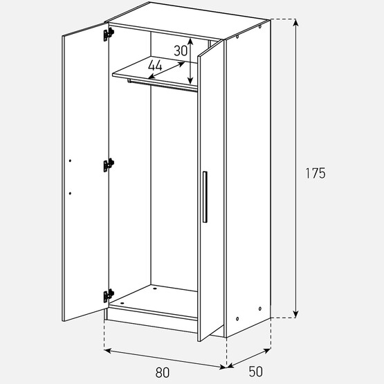 Sonorous 175x80x50 Gardırop 2 Kapaklı Meşe 