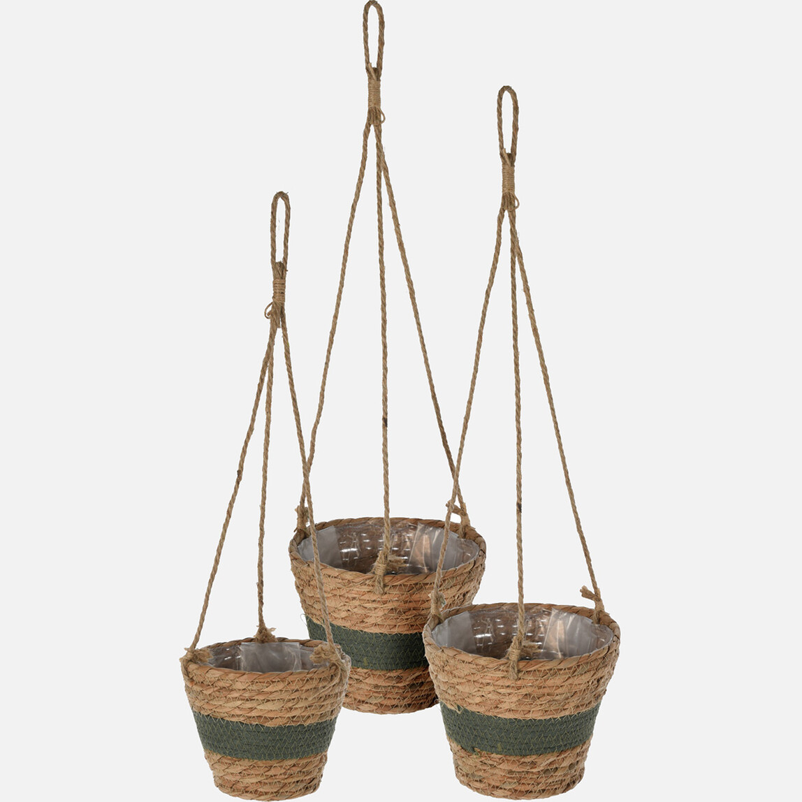    Dekoratif Askılı Yeşil Sepet 15 cm  