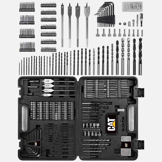 Cat DX12SET 18Volt/2.0Ah Li-ion Çift Akülü Kömürsüz Profesyonel Şarjlı Darbeli Matkap (201 Parça Delme/Vidalama Uç Seti 