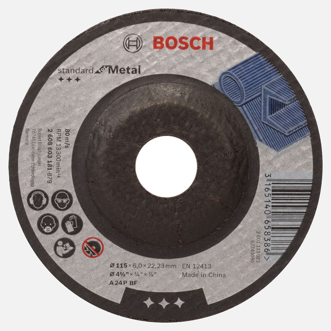    Bosch 115x6,0 mm Standard Seri Bombeli Metal Taşlama Diski (Taş) 