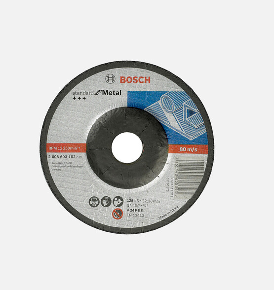 Bosch 125x6,0 mm Standard Seri Bombeli Metal Taşlama Diski (Taş)