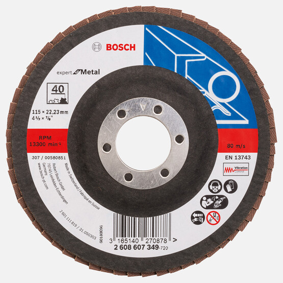 Bosch 115 mm 40 Kum Expert Seri Metal İçin x551 Flap Zımpara Diski