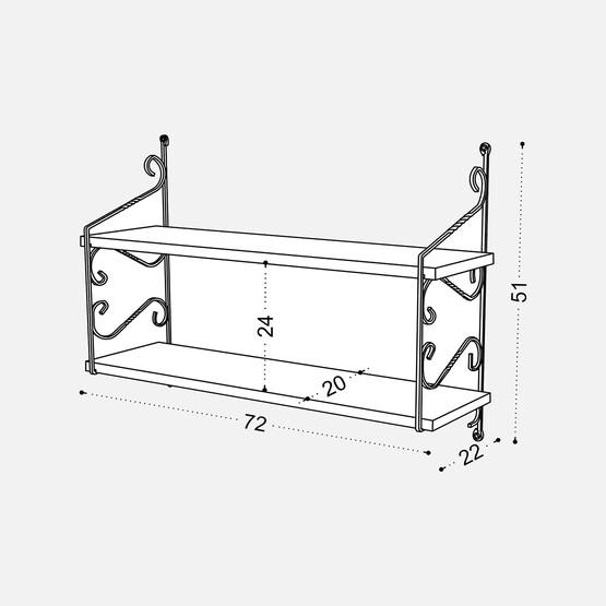 Endpa Seramoni 2 Raflı Set 20x72 cm Siyah