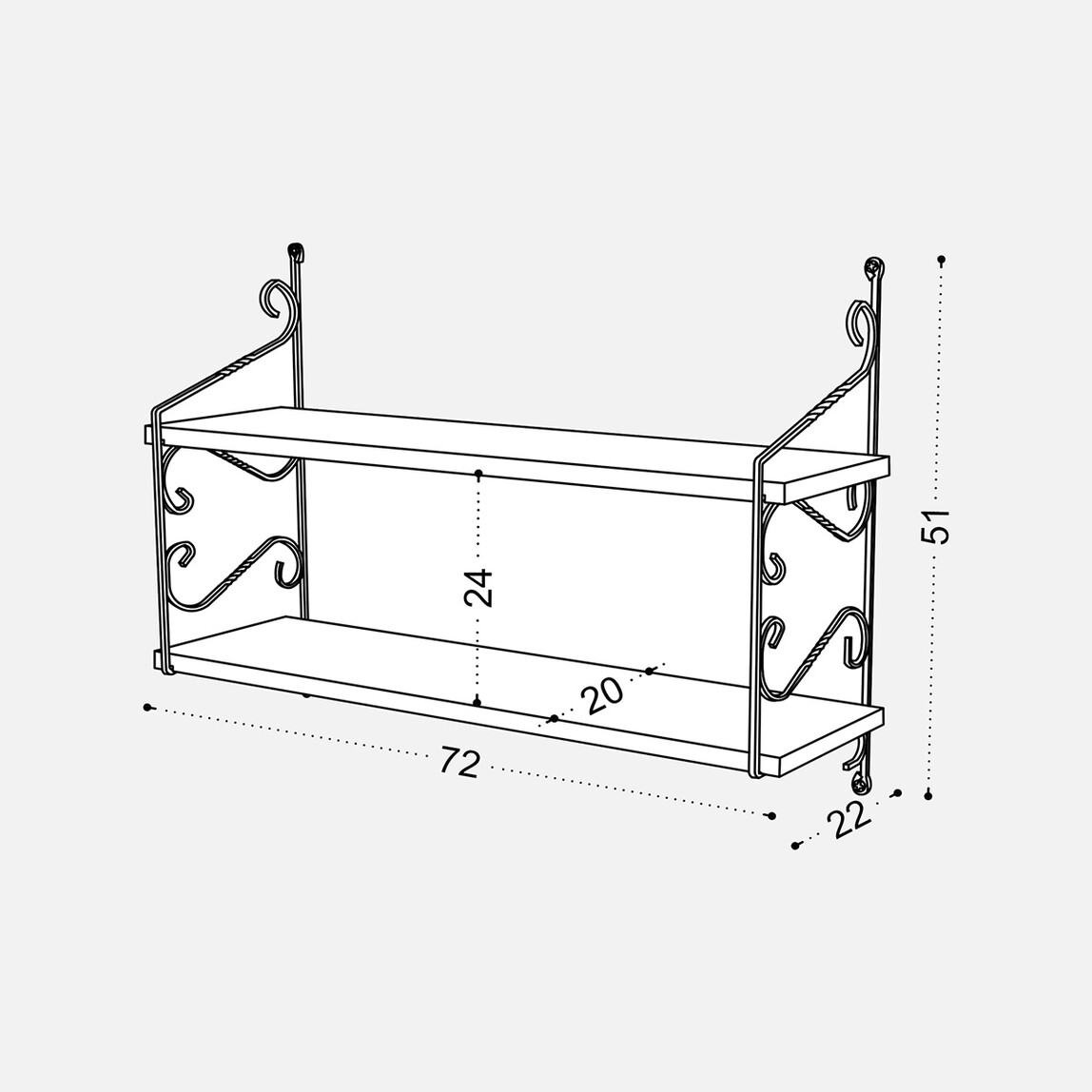    Endpa Seramoni 2 Raflı Set 20x72 cm Yerli Ceviz 