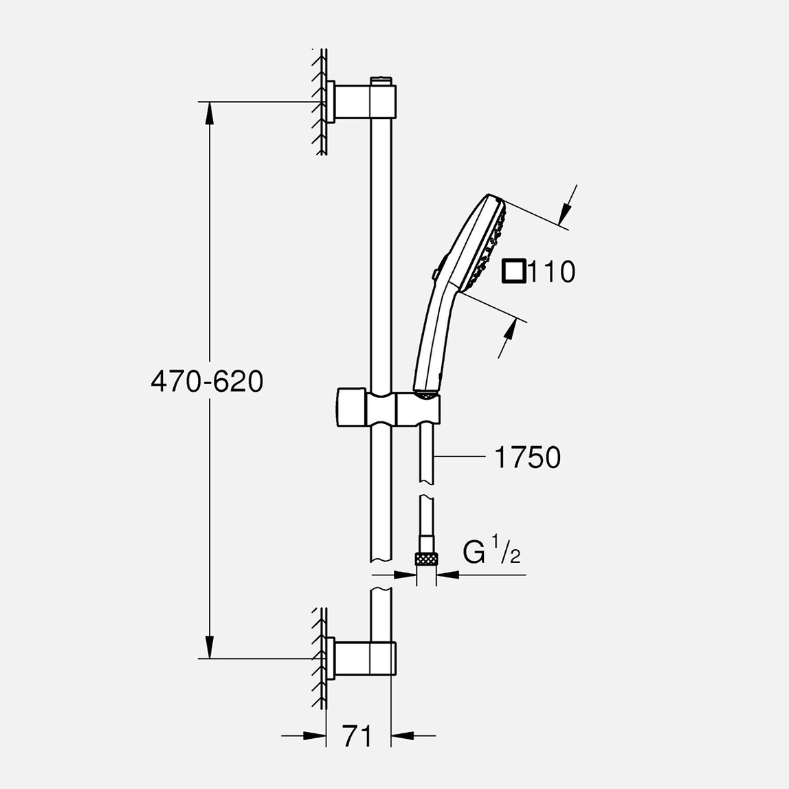    Grohe Vitalio Comfort 110 3 Fonksiyonlu Sürgülü Duş Seti 