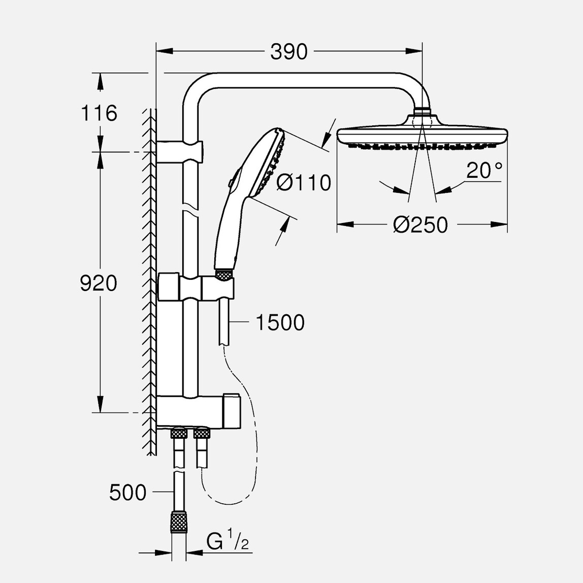    Grohe Vitalio Start 250 Duş Sistemi 