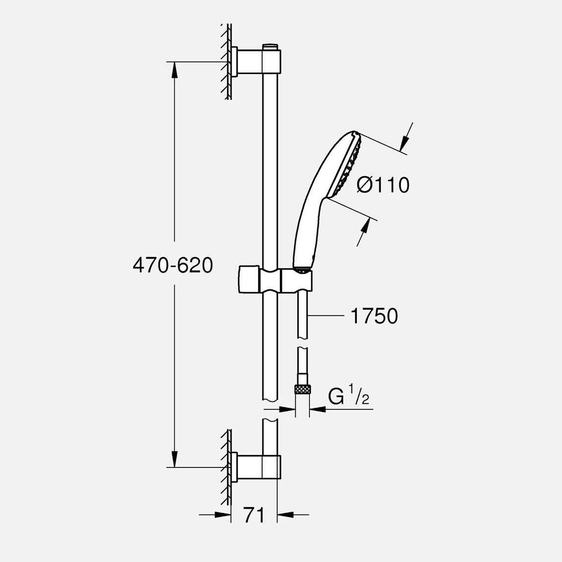    Grohe Vitalio Start 110 1 Fonksiyonlu Sürgülü Duş Seti 