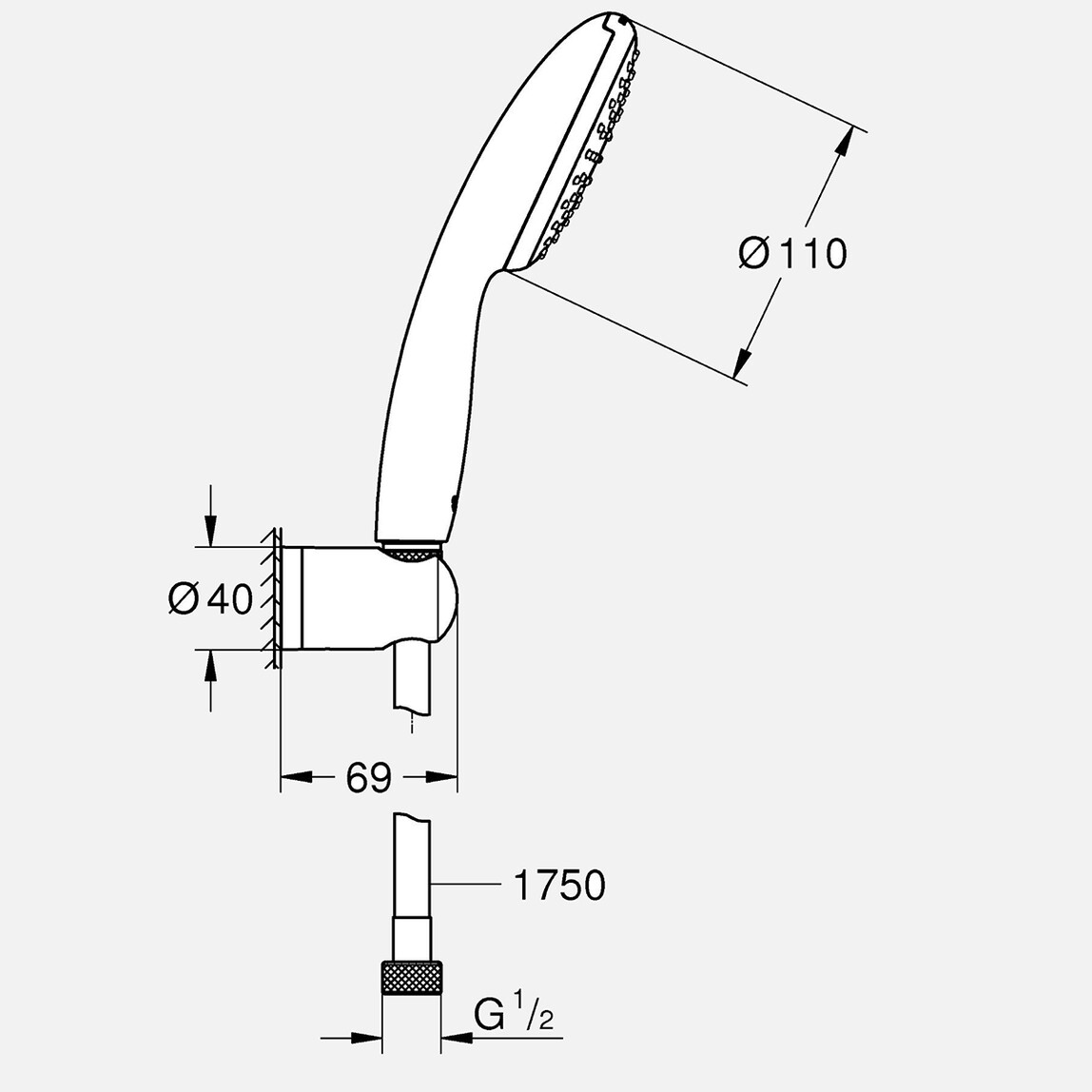    Grohe Vitalio Start 110 1 Fonksiyonlu El Duşu Seti 