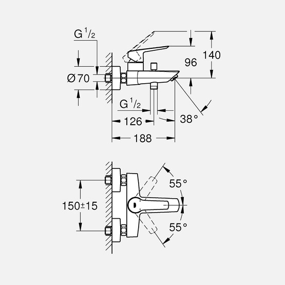 Grohe Start Siyah Banyo Bataryası