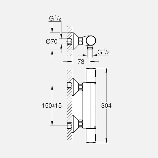 Grohe Precision Start Siyah Termostatik Duş Bataryası