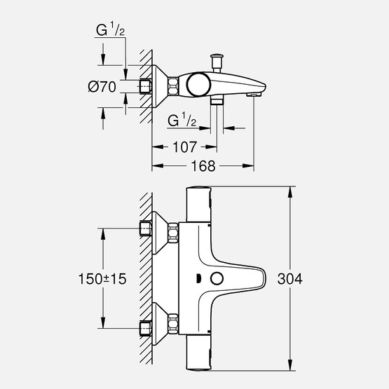 Grohe Precision Start Siyah Termostatik Banyo Bataryası Siyah