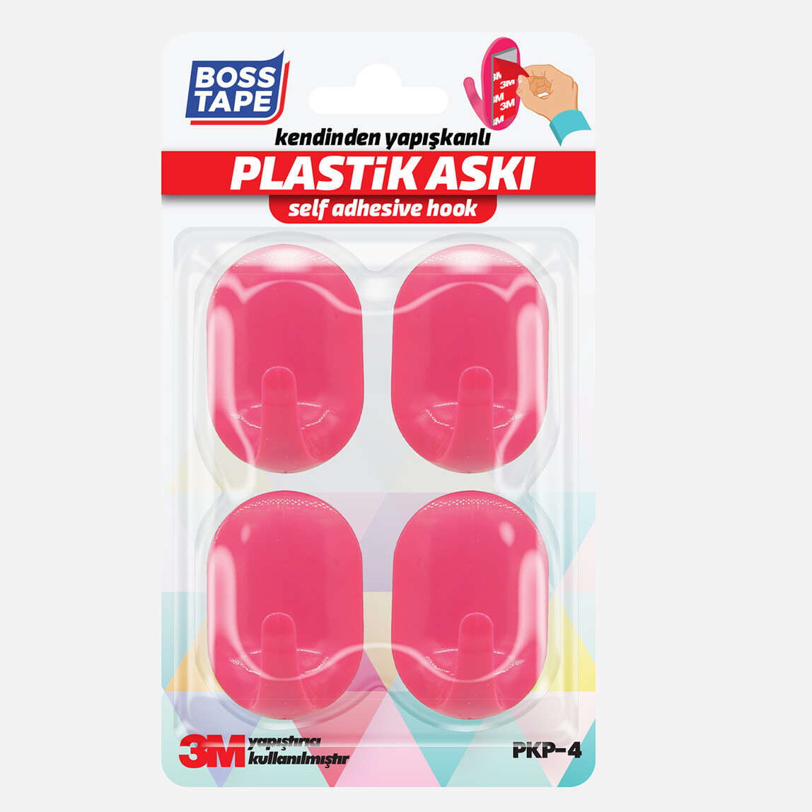    Boss Tape Pembe Renkli 4'lü Askı 