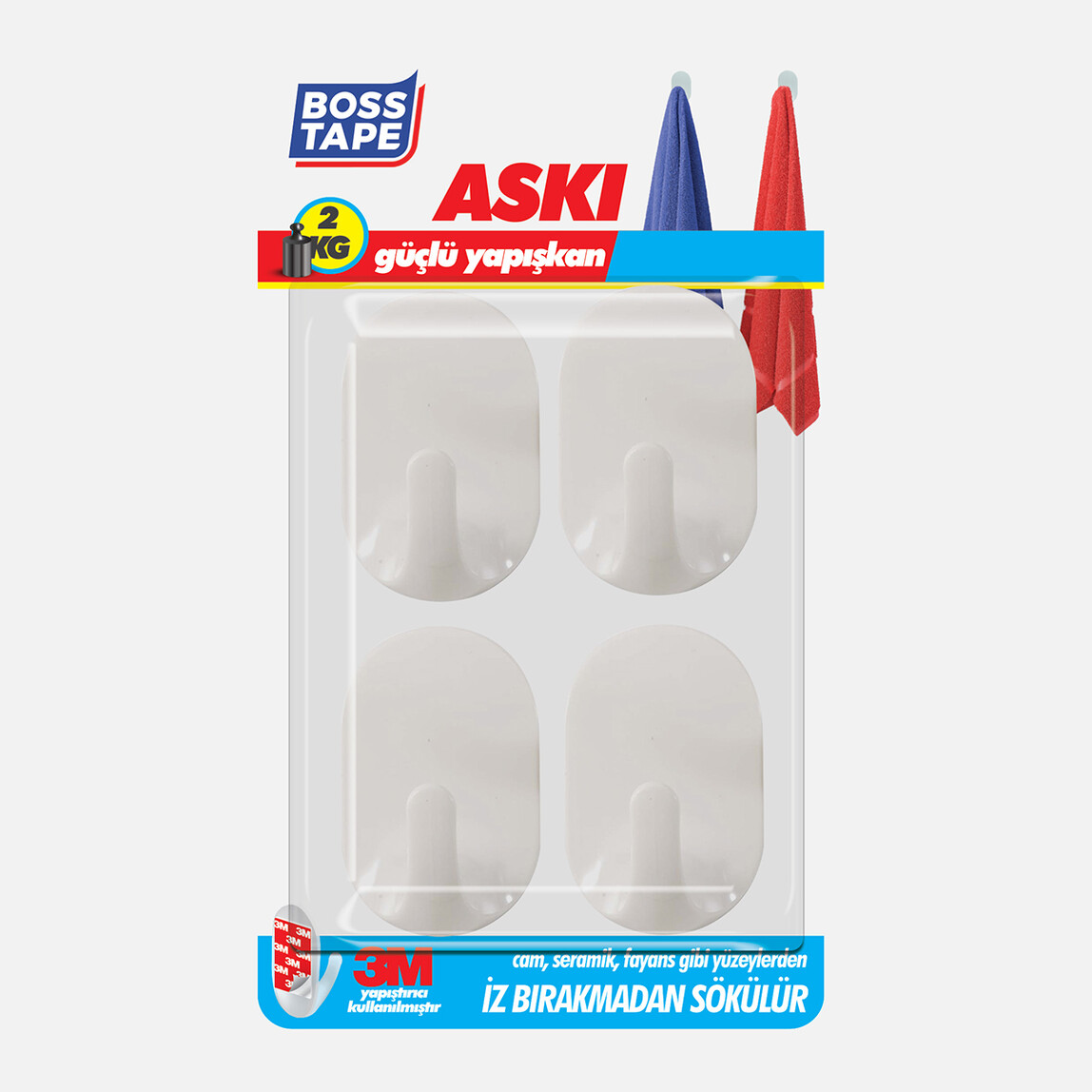    Boss Tape Beyaz 4'lü Askı 