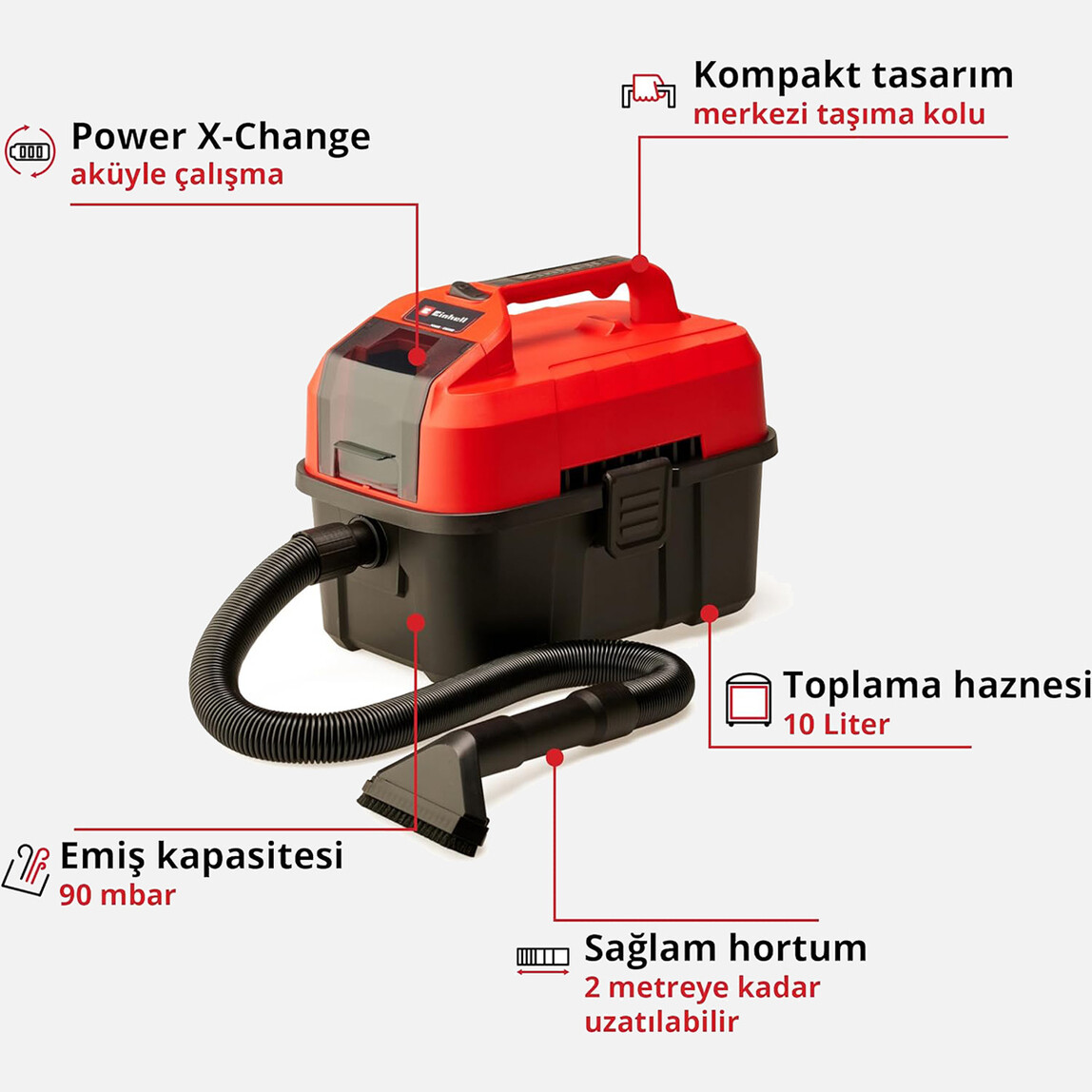    Einhell TE-VC 18/10 Li Solo Akülü Islak/Kuru Süpürge (Akü ve Şarj Cihazı Dahil Değildir.) 