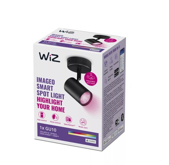 WiZ Imageo 1X Tekli Wi-Fi Akıllı Spot Siyah