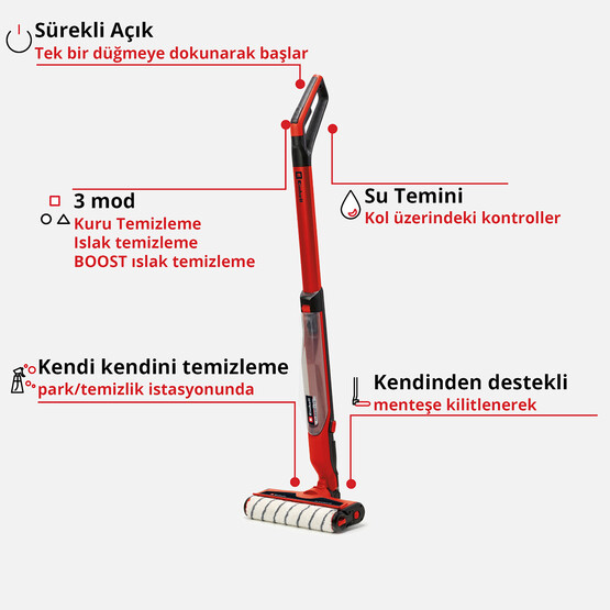 Einhell Cleanexxo Solo Akülü Sert Zemin Temizleyici (Akü ve Şarj Cihazı Dahil Değildir.)
