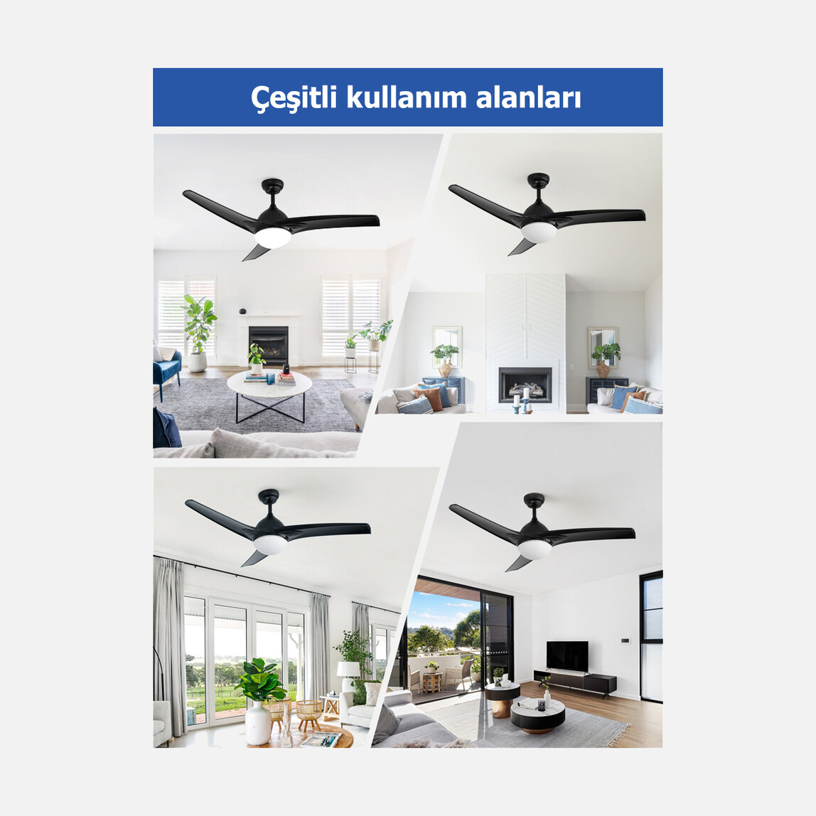    Dlc Favonio Led Siyah 132 cm Tavan Vantilatörü 