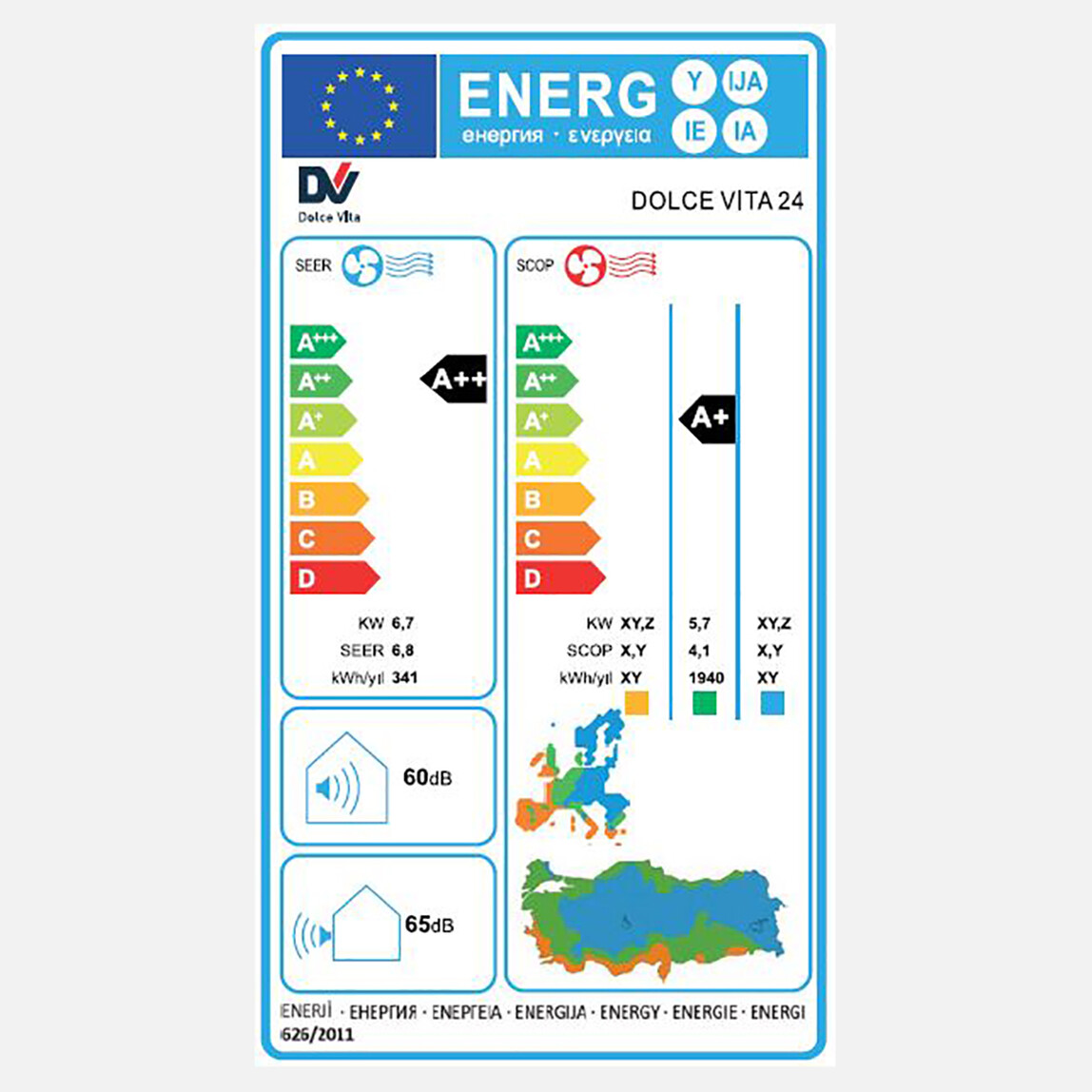    Dolce Vita 09.000 Btu Inverter A++ Duvar Tipi Klima 