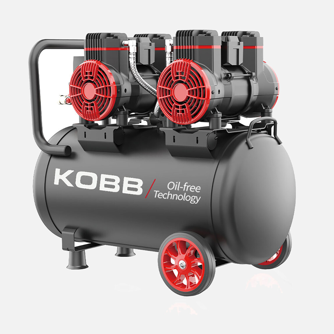    KOBB KBK50S2 4.0HP 50Lt 8Bar Çift Motorlu Yağsız Sessiz Taşınabilir Hava Kompresörü 