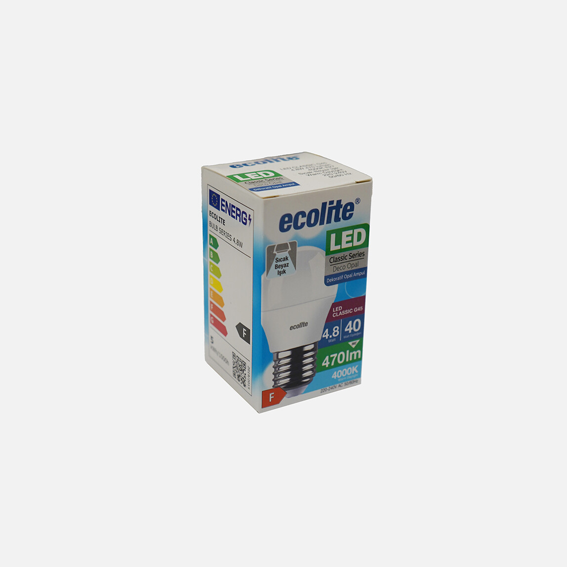    Ecolite G45 LED Ampul 4.8W E27 4000K Sıcak Beyaz 