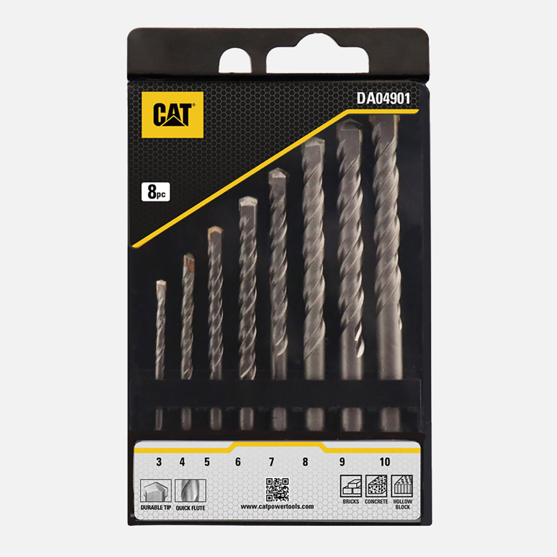    Cat DA04901 8 Parça Tungsten Karbür Beton Matkap Uç Seti 