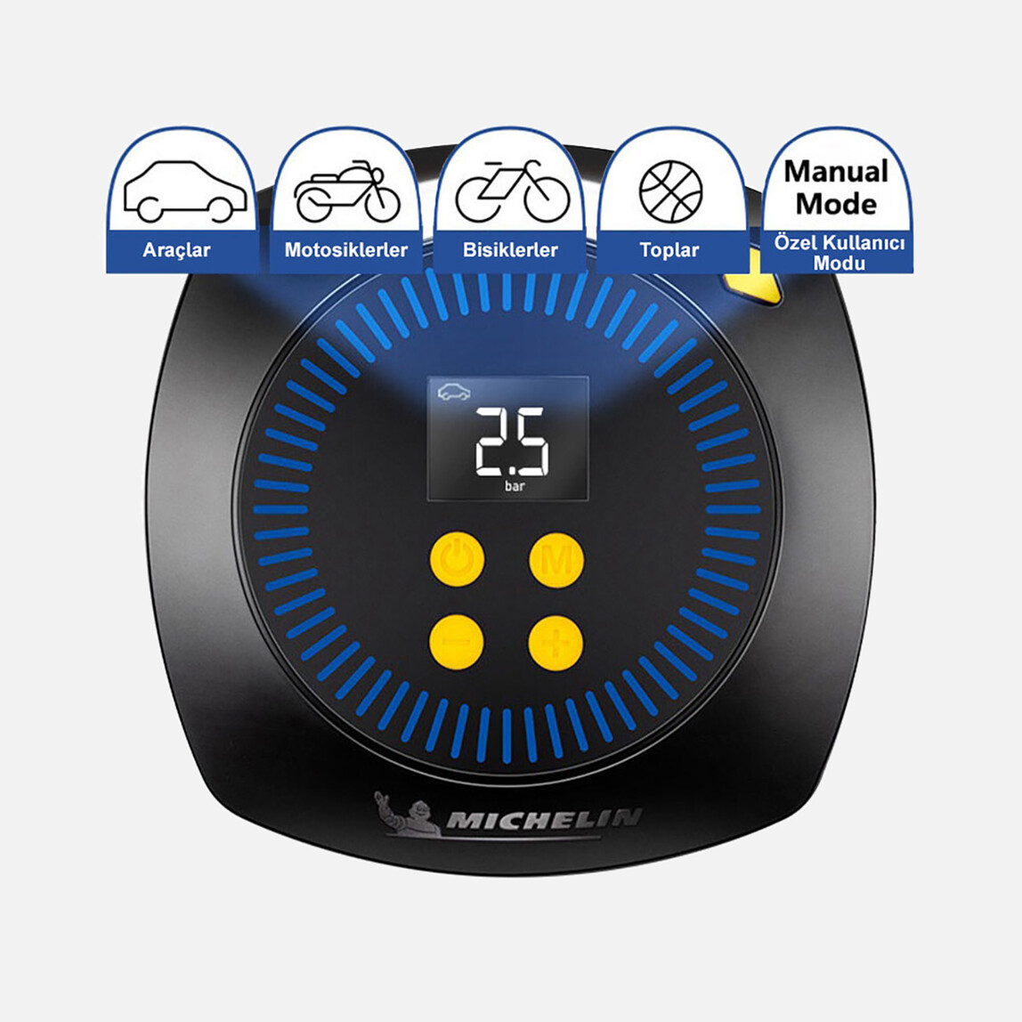    Michelin Hava Pompası Dijital MC27010 100 PSI Basınç Göstergeli 