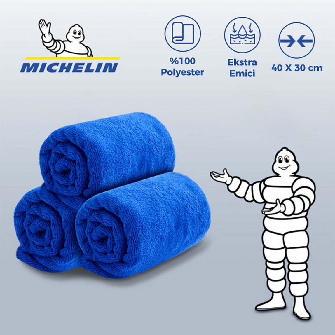    Michelin Mikrofiber Havlu Süper Emici 3 Adet MC42101 40x30 cm 