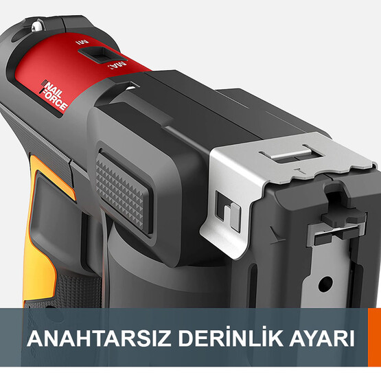 Worx WX843 20Volt/2.0Ah. Li-ion Şarjlı Profesyonel 6-14mm Zımba ve 15mm Çivi Çakma + 3500 adet Yedek Zımba ve Çivi