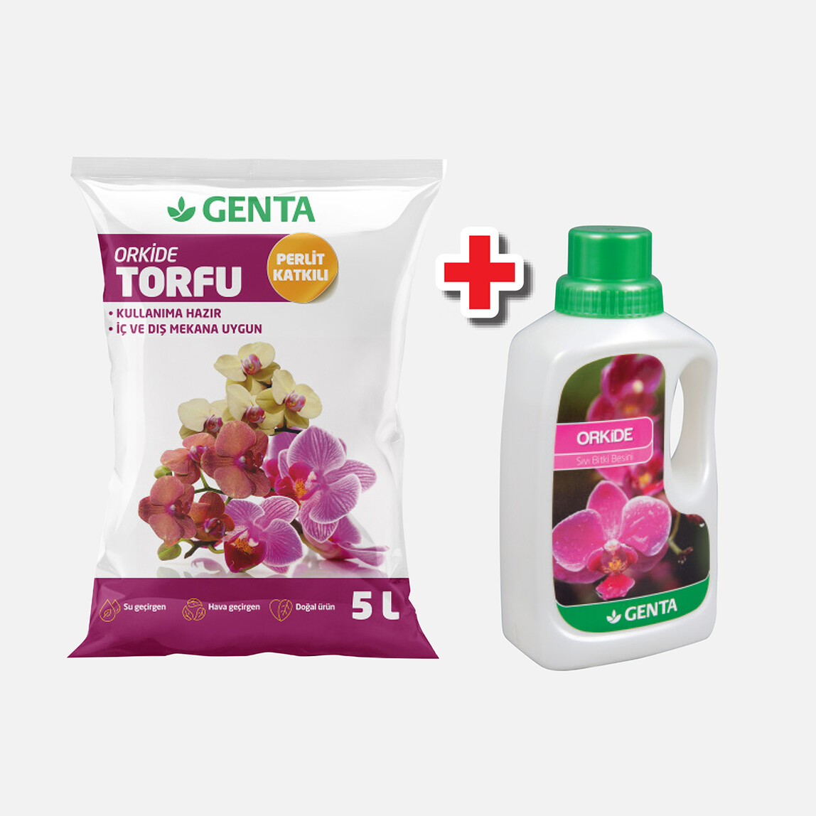    Genta Orkide Toprağı 5 lt ve Genta Orkide İçin Sıvı Besin 500 ml 