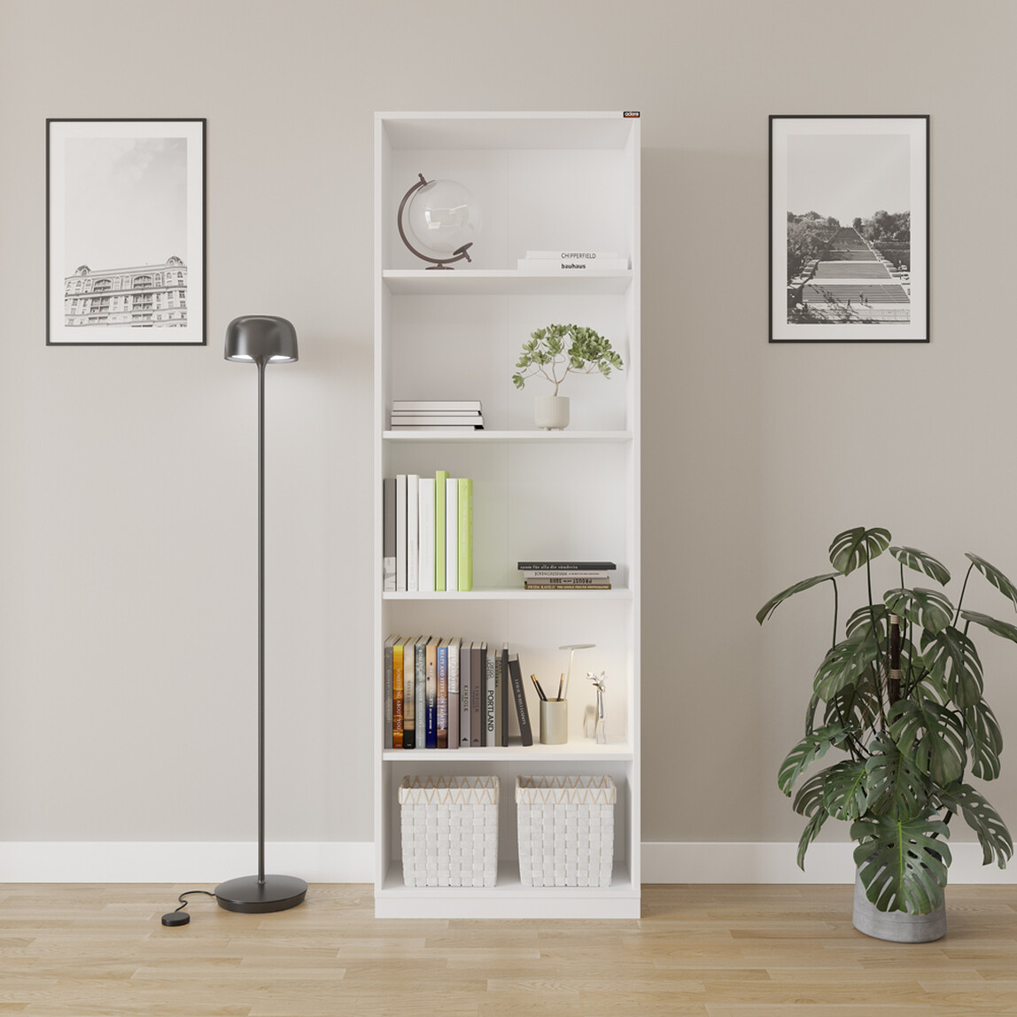    Adore Modern 5 Raflı Kitaplık Beyaz 