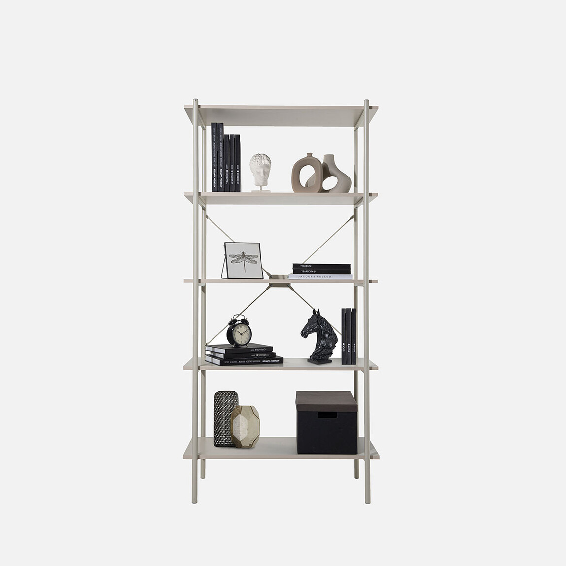   Adore Retro 5 Raflı Metal Kitaplık Vizon 