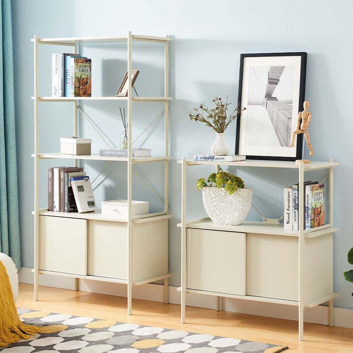    Adore Retro 3 Raflı Metal Kitaplık Vizon 