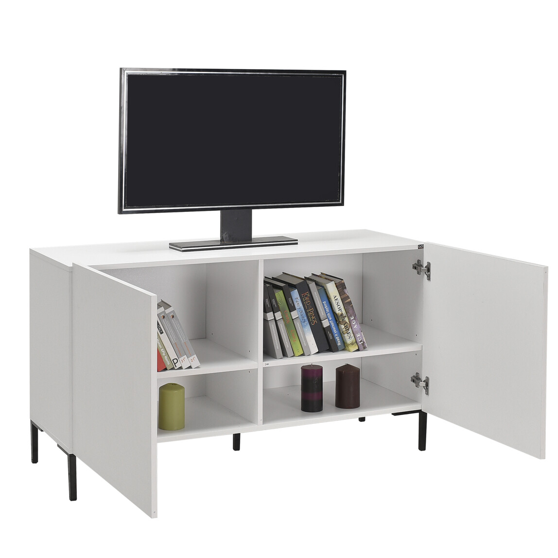    Roma 2 Kapaklı Modüler Tv Ünitesi - Mat Lake Beyaz 120x70x43cm (GxYxD) 
