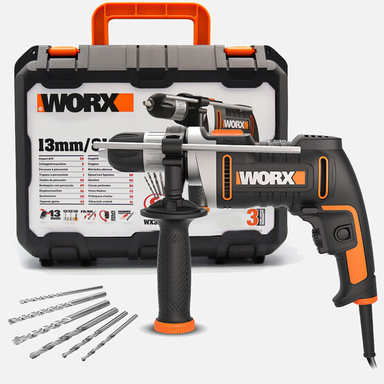 Worx WX328 810 Watt 13 mm Profesyonel Darbeli Matkap (6 Adet Uç Hediye)
