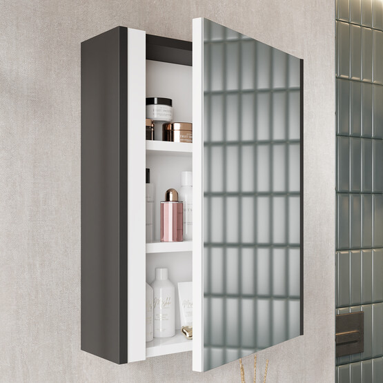Karen Banyo Kemer Aynalı 50 cm Takım Banyo Dolabı Antrasit