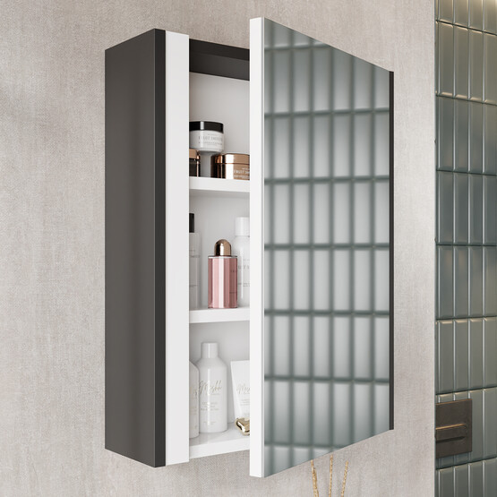 Karen Banyo Kemer Aynalı 60 cm Takım Banyo Dolabı Antrasit