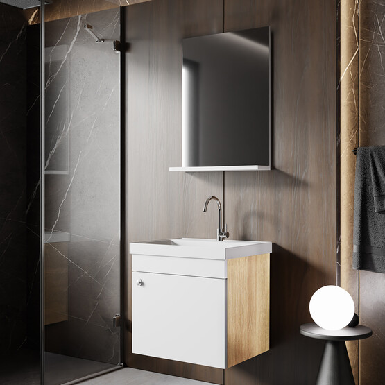 Karen Banyo Milano Aynalı 50 cm Takım Banyo Dolabı Somono Meşe