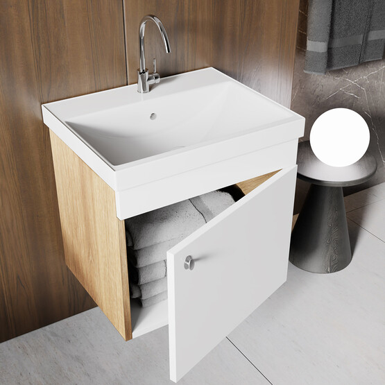 Karen Banyo Milano Aynalı 50 cm Takım Banyo Dolabı Somono Meşe