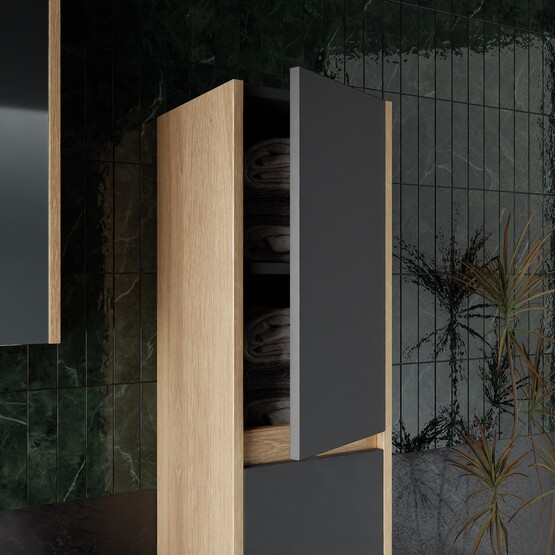 Karen Banyo Dallas Aynalı 80 cm Takım Banyo Dolabı Somono Meşe-Antrasit